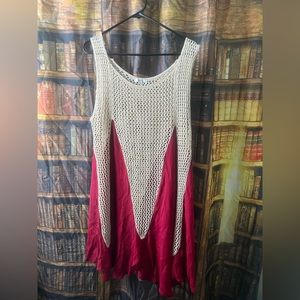 Knit Tank Top, Jodifl, sz Large, Maroon and Cream
